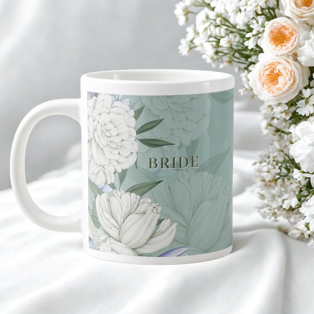 Caneca De Café Grande Presente de Casamento para a Noiva – Verde Salvia  (Criador carregado)