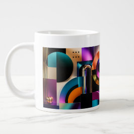 Caneca De Café Grande Presente de Design de Formas Geométricas Abstratas