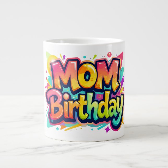 Caneca De Café Grande Presente de Grafite de Arco-Íris de Aniversário da (Frente)