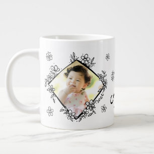 Caneca De Café Grande Presente de Imagem Personalizada de Quadro Floral
