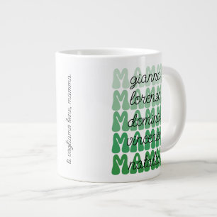 Caneca De Café Grande Presente do Dia das Mães Italiano Nomes das Crianç
