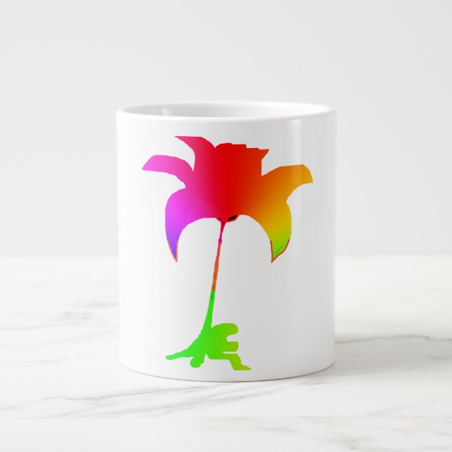 Caneca De Café Grande Presente Floral Arco-Íris Vermelho (Frente)