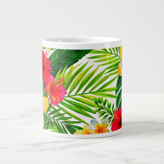 Caneca De Café Grande Presente Floral Tropical (Frente)