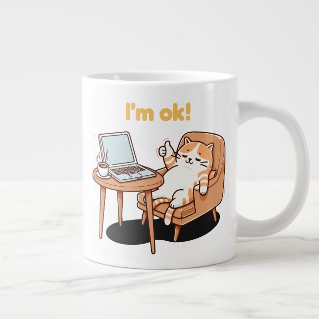Caneca De Café Grande presente para amante de gatos estou bem (Direita)