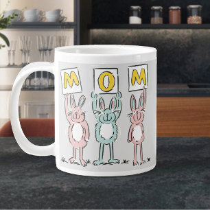 Caneca De Café Grande Presente para Design de Coelhos Divertidos da Mãe
