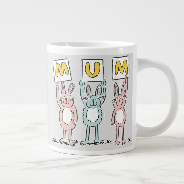 Caneca De Café Grande Presente para Design de Coelhos Divertidos de Mãe (Direita)