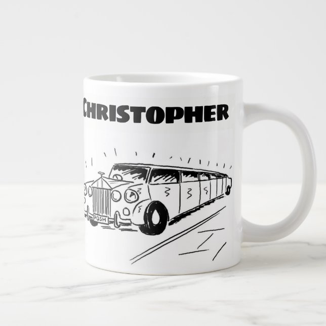 Caneca De Café Grande Presente para um Chauffeur Limousine com Nome (Direita)