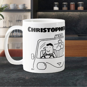 Caneca De Café Grande Presente para um Driver de Táxi com Nome
