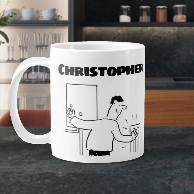 Caneca De Café Grande Presente para um Encanador com Nome Adicionado (Large Mug for a Heating Engineer)