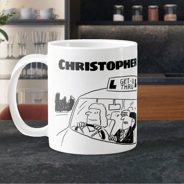 Caneca De Café Grande Presente para um Instrutor de Condução com Nome Ad (Large Mug for a Driving Instructor or Examiner)