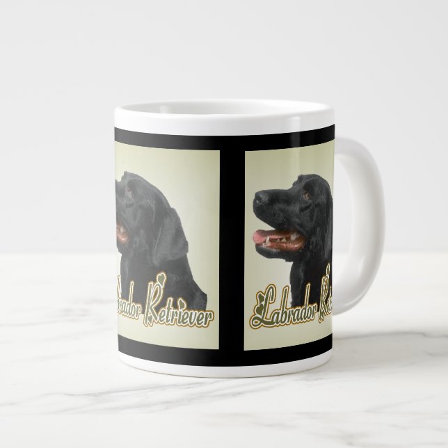 Caneca De Café Grande Presentes de Arte Preto Labrador Retriever (Frente Esquerda)