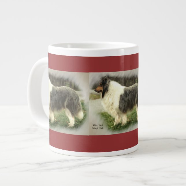 Caneca De Café Grande Presentes de Collie Rough Rough Blue (Frente Esquerda)