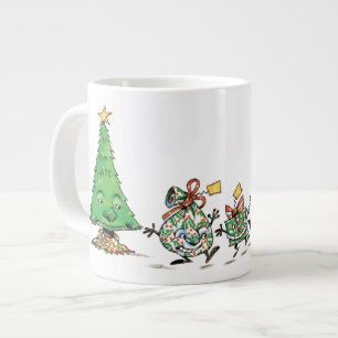 Caneca De Café Grande Presentes de Natal e Árvore de Belas Caricaturas