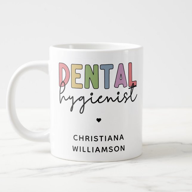 Caneca De Café Grande Presentes RDH de Higienista Dental de Nome Persona (Esquerda)