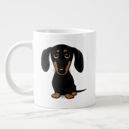 Caneca De Café Grande Preto-Cinto e Tan Dachshund | Cachorro-esmalte