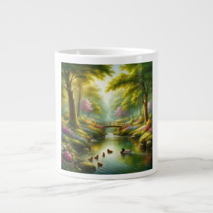 Caneca De Café Grande Primavera com patos/flores