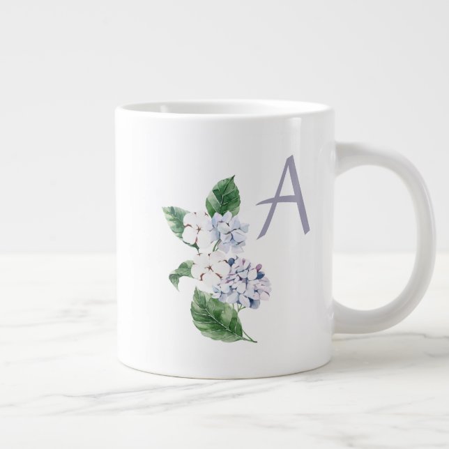 Caneca De Café Grande Primavera HYRDANGEA com letra personalizável (Direita)