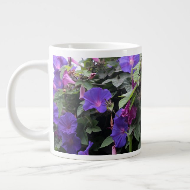 Caneca De Café Grande Primavera Morning Glories in Blue (Esquerda)