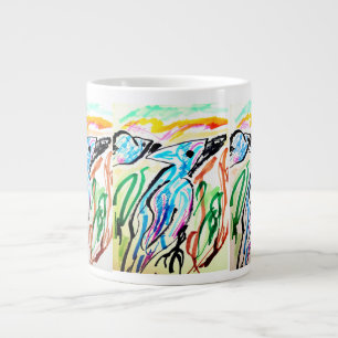 Caneca De Café Grande Primavera voadora de jays azuis