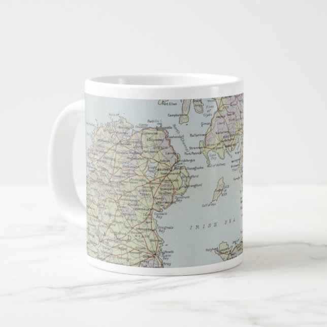 Caneca De Café Grande Principais estradas das Ilhas Britânicas (Frente Esquerda)