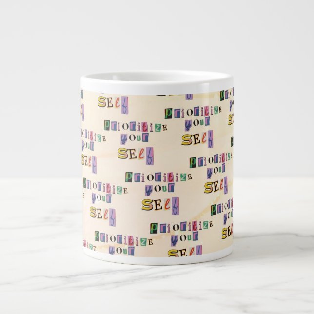 Caneca De Café Grande Priorize a Si Mesmo (Frente)