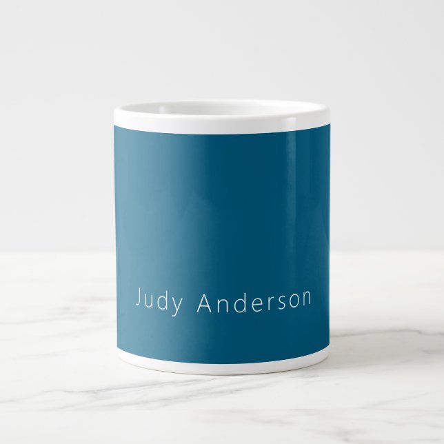Caneca De Café Grande Professional Plain Modern Elegant Your Name Blue (Frente)