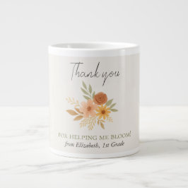 Caneca De Café Grande Professor de Boho Floral Watercolor Obrigado