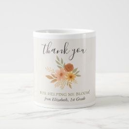 Caneca De Café Grande Professor de Boho Floral Watercolor Obrigado