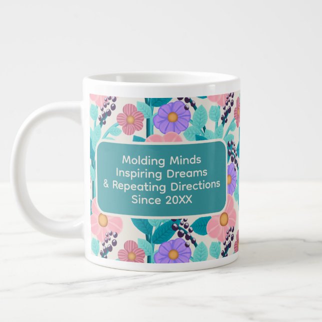 Caneca De Café Grande Professor Floral Café Personalizado (Esquerda)
