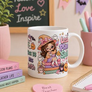 Caneca De Café Grande Professora Bruxa Kawaii Fofa de Halloween