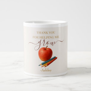 Caneca De Café Grande Professora De Maçã De Aquarela - Obrigado, Present