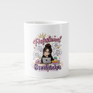 Caneca De Café Grande Profissional que pensa demais citação engraçada br