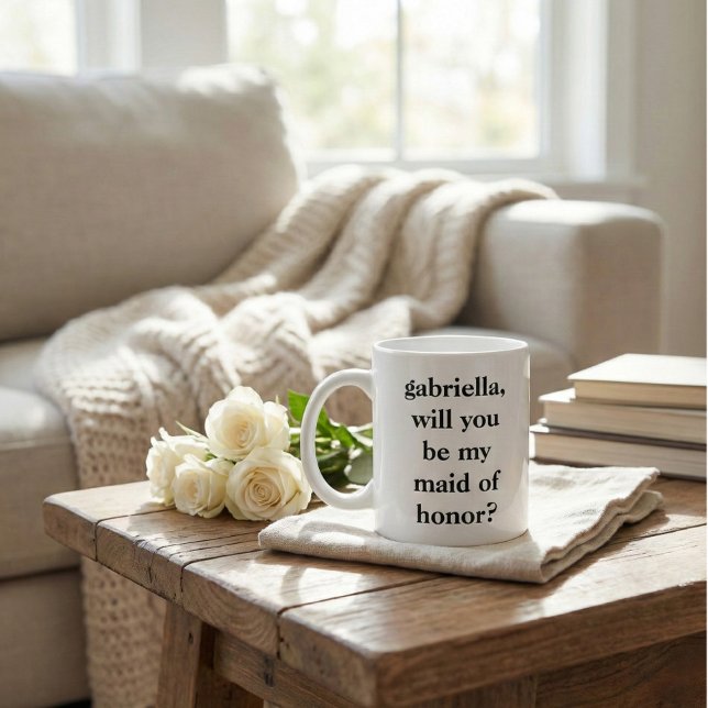 Caneca De Café Grande Proposta Minimalista de Dama de Honra Personalizad (Criador carregado)