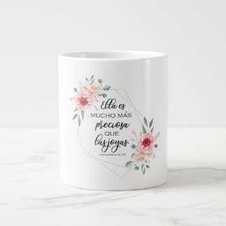 Caneca De Café Grande Proverbios de verso da bíblia espanhola 31:10