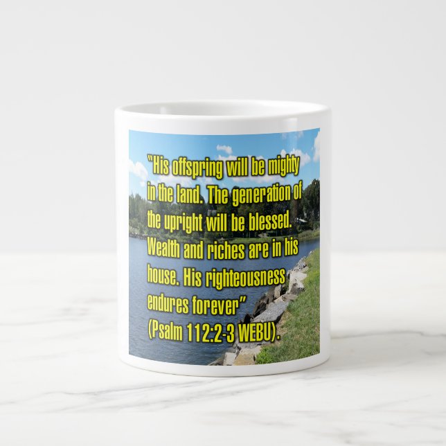 Caneca De Café Grande Psalm 112:2-3 WEBU Mug (Frente)