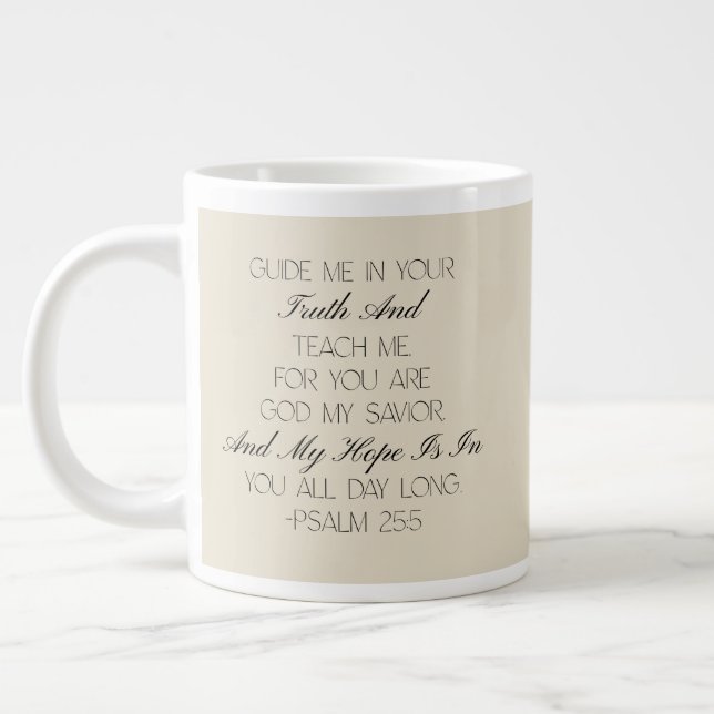 Caneca De Café Grande Psalm 25:5 Hope Bible Verse Mug  (Esquerda)