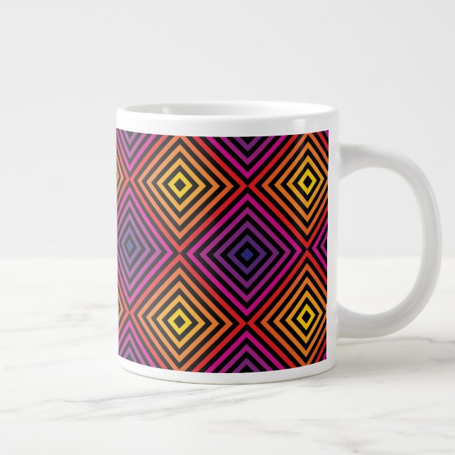 Caneca De Café Grande Psicodélico Rainbow Chevron Patterno (Direita)