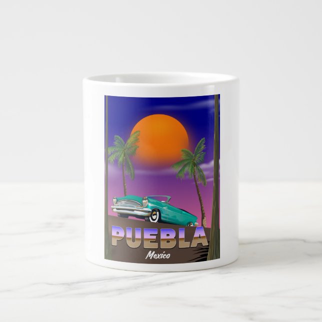 Caneca De Café Grande Puebla Mexico, poster de férias (Frente)