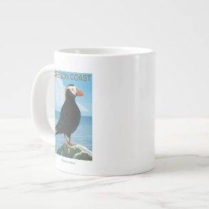 Caneca De Café Grande Puffin Tufado na Costa do Oregon