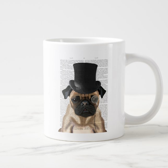 Caneca De Café Grande Pug, Chapéu Formal e Chapéu (Direita)