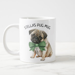 Caneca De Café Grande Pug Fofo Personalizado