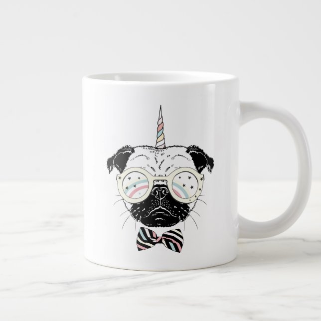 Caneca De Café Grande Pug Unicorn| Ser único (Direita)