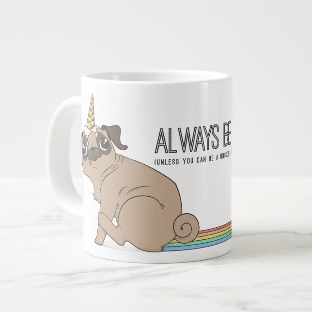 Caneca De Café Grande Pugicorn Mágico (Frente Esquerda)