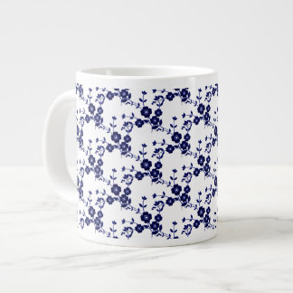 Caneca De Café Grande Pulverização Floral, S1-Blue-Jumbo Coffee Mug