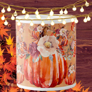 Caneca De Café Grande Pumpkin laranja outono floral xadrez verificação o