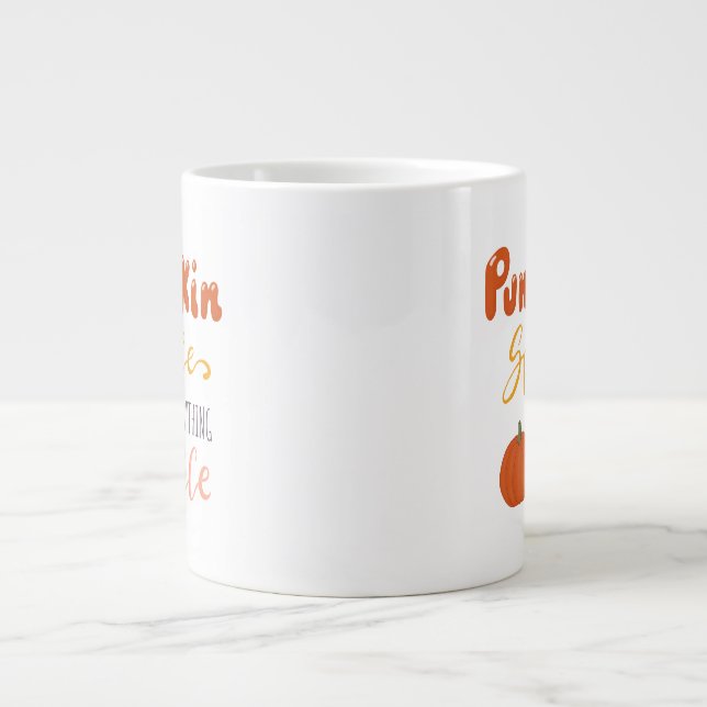 Caneca De Café Grande Pumpkin Spice e tudo bem (Frente)
