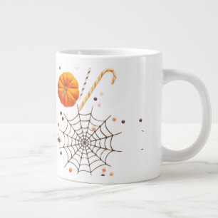 Caneca De Café Grande Pumpkins de Halloween Spooky, Pontas de Aranha Voa