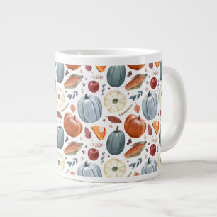Caneca De Café Grande Pumpkins de queda e padrão de folhas de outono