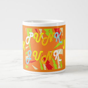 Caneca De Café Grande Punk Junk Rebelde design diz não! cor laranja