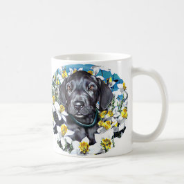 Caneca De Café Grande Pup de Dane em Daffodils Black